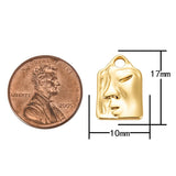 1 pc 18k Gold Buddha Face Drama Art Picasso Face Charm Pendant Wax Stamped - 10x17mm