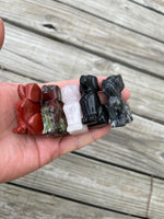 1 Pc Stone Dog Dogs - Dalmatian Jasper Red Jasper Rose Quartz Labradorite Larvikite Onyx Animal Figurine Super Cute about 2"