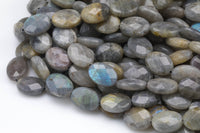 Natural Labradorite - Faceted Oval Beads- High Quality- Full Strand 16" Gemstone Beads