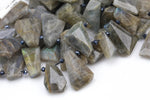 Natural Labradorite - ~18x30mm - A Grade Lots of Fire - Hand Faceted Flat Fan Shaped - 16" Strand AAA Quality Gemstone Beads