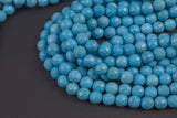 Natural Faceted Pale Blue Turquoise, High Quality in Faceted round, 6mm, 8mm, 10mm - Full Strand 15.5 inch Strand Gemstone Beads