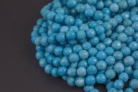 Natural Faceted Pale Blue Turquoise, High Quality in Faceted round, 6mm, 8mm, 10mm - Full Strand 15.5 inch Strand Gemstone Beads