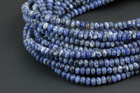 Natural Dark Sodalite, High Quality in Roundel, 6mm, 8mm- Full 15.5 Inch Strand-Full Strand 15.5 inch Strand Smooth Gemstone Beads