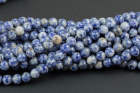 Natural Light Sodalite Round- 6mm 8mm 10mm 12mm-Full Strand 15.5 inch Strand AAA Quality Smooth Gemstone Beads