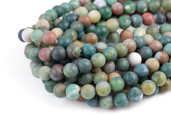 Natural Indian Agate Beads Grade AAA Matte Round, 4mm, 6mm, 8mm, 10mm, 12mm, 14mm -Full Strand 15.5 inch Strand AAA Quality Gemstone Beads