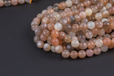Natural Faceted Multicolored Rainbow Moonstone Beads. Full Strand, 6mm, 8mm, 10mm, or 12mm Beads. Gemstone Beads
