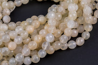 Natural Rainbow Moonstone Cream Milky cream Round Faceted AAA Quality Gemstone Beads