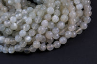 Natural White Fire Moonstone Beads - High Quality Faceted Round - Slightly Gray with White Fire - Full Strands 6mm 8mm 10mm Gemstone Beads