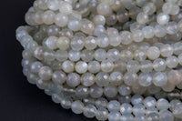 Natural White Fire Moonstone Beads - High Quality Faceted Round - Slightly Gray with White Fire - Full Strands 6mm 8mm 10mm Gemstone Beads