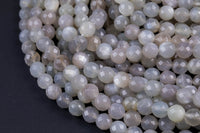 Natural Rainbow Moonstone Milky White with Fire Round Facetted. Full Strand 4mm, 6mm, 8mm, or 10mm. Gemstone Beads