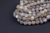 Natural Light Gray Moonstone Matt Faceted Round--Full Strand 15.5 inch Strand, 4mm, 6mm, 8mm, 12mm, or 14mm Beads Gemstone Beads