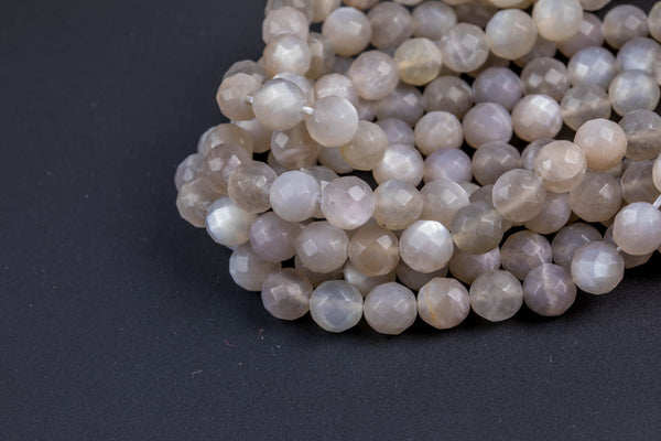 Natural Light Gray Moonstone Matt Faceted Round--Full Strand 15.5 inch Strand, 4mm, 6mm, 8mm, 12mm, or 14mm Beads Gemstone Beads
