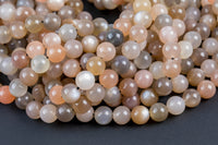 Natural Moonstone, AAA GRADE High Quality in Round- 8mm, 10mm, 12mm- Dark Multi Color AAA Quality Smooth Gemstone Beads