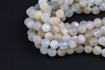 Natural Moonstone Milky White Matt Faceted Round Beads. A Quality Full Strand 8mm. Gemstone Beads