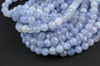 Natural Blue Laced Agate Chalcedony Faceted Round 6mm, 8mm, 10mm- Full Strand Gemstone Beads