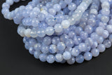 Natural Blue Laced Agate Chalcedony Faceted Round 6mm, 8mm, 10mm- Full Strand Gemstone Beads