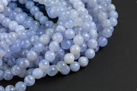 Natural Blue Laced Agate Chalcedony Faceted Round 6mm, 8mm, 10mm- Full Strand Gemstone Beads