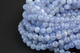 Natural Blue Laced Agate Chalcedony Faceted Round 6mm, 8mm, 10mm- Full Strand Gemstone Beads