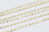 Gold Filled Flat Oval Chain, Wholesale, USA Made, Chain by foot Permanent Jewelry Chain