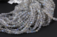 Natural Labradorite- Full Strands-15.5 inches-3mm- Nice Size Hole- Diamond Cutting,High Facets-Nice and Sparkly-Faceted Round