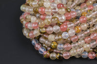 Natural Strawberry Quartz, High Quality in Faceted Round-6mm, 8mm, 10mm, 12mm- Wholesale Bulk or Single Strand! AAA Quality Gemstone Beads