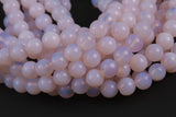 Natural Pink Opalite Quartz, High Quality in Round- 4mm, 6mm, 8mm, 10mm, 12mm, 14mm-Full Strand 15.5 inch Strand Smooth Gemstone Beads