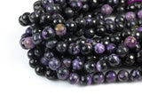 Natural Dark Charoite Beads Faceted Round High Quality 6mm, 8mm, 10mm, 12mm- Full 15.5 Inch Strand Gemstone Beads