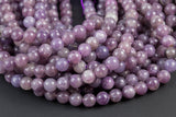 Natural Purple Mica Lepidolite High Quality in Round. 4mm, 6mm, 8mm, 10mm, 12mm-Full Strand 15.5 inch Strand AAA Quality AAA Quality