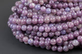 Natural Purple Mica Lepidolite High Quality in Round. 4mm, 6mm, 8mm, 10mm, 12mm-Full Strand 15.5 inch Strand AAA Quality AAA Quality