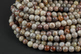 Natural Mexican Crazy Laced Agate Round 4mm, 6mm, 8mm, 10mm, 12mm, 14mm -Full Strand 15.5 inch Strand Smooth Gemstone Beads