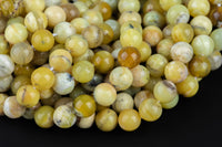 Natural Yellow Opal AA Grade - AA Quality Round- 6mm, 8mm, 10mm, 12mm, 14mm- Full 15.5 Inch Strand AAA Quality Gemstone Beads