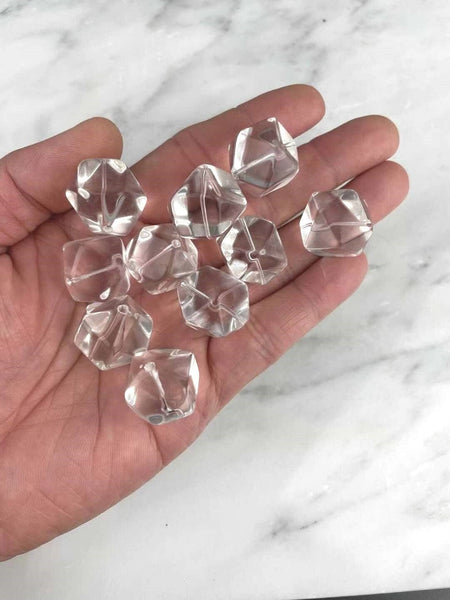 1 pc- Clear Quartz- Natural Quartz Gemstone Diamond Stone Shaped Beads Healing Stones- 18mm- AAA quality- 1 pc per order