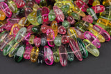 Natural Tourmaline Quartz Crystal High Quality in Center Drilled Sticks- Full Strand- 8x16-18mm Gemstone Beads