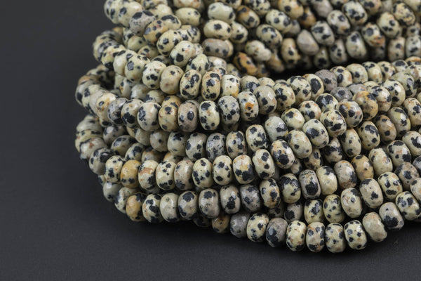 Natural Dalmatian Jasper, High Quality in Faceted Roundel, 4mm, 6mm and 8mm AAA Quality Gemstone Beads