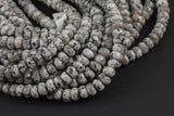 Natural Gray Spotted Jasper, High Quality in Faceted Roundel, 6mm, 8mm, 10mm, 12mm- Full 15.5 Inch Strand Gemstone Beads