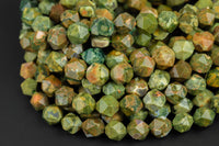 Natural Rhyolite - Rainforest Jasper- Hexagon Shape- High Quality- 9-10mm- Full Strand 16" - 39 Pieces Gemstone Beads