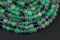 Natural Rainbow Fluorite Beads 4mm, 6mm, 8mm, 12mm, or 14mm Full Strand 15.5 Inch, Smooth Gemstone Beads