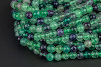 Natural Rainbow Fluorite Beads 4mm, 6mm, 8mm, 12mm, or 14mm Full Strand 15.5 Inch, Smooth Gemstone Beads