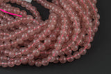 Natural Strawberry Quartz, High Quality in Round, 4mm, 6mm, 8mm, 10mm, 12mm- Full 15.5 Inch Strand AAA Quality Smooth Gemstone Beads