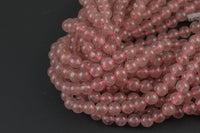 Natural Strawberry Quartz, High Quality in Round, 4mm, 6mm, 8mm, 10mm, 12mm- Full 15.5 Inch Strand AAA Quality Smooth Gemstone Beads