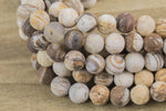 Natural Matte Petrified Wooden Opal Beads 4mm 6mm 8mm 10mm Round Beads Earthy Beige Brown Yellow Gray Stone 15.5" Strand Gemstone Beads