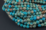 Aqua Blue AFRICAN Sea Sediment Jasper smooth round sizes 4mm, 6mm, 8mm, 10mm, 12mm- Full 15.5 Inch Strand- AAA Quality Gemstone Beads