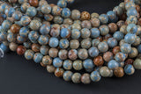 Natural Carolina Blue AFRICAN Sea Sediment Jasper smooth round sizes, 4mm, 6mm, 8mm, 10mm, 12mm- Full 15.5 Inch Strand- Wholesale Price