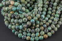 Natural African Turquoise Faceted Round--Full Strand 15.5 inch Strand, 4mm, 6mm, 8mm, 12mm, or 14mm Beads AAA Quality AAA Quality