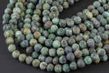 Matte African Turquoise Beads Grade AAA Turquiose Matt Round all sizes- 4mm, 6mm, 8mm, 10mm, 12mm, 14mm- In Full 15.5 Inch Long- All Sizes!!