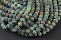 Matte African Turquoise Beads Grade AAA Turquiose Matt Round all sizes- 4mm, 6mm, 8mm, 10mm, 12mm, 14mm- In Full 15.5 Inch Long- All Sizes!!