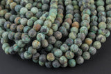 Matte African Turquoise Beads Grade AAA Turquiose Matt Round all sizes- 4mm, 6mm, 8mm, 10mm, 12mm, 14mm- In Full 15.5 Inch Long- All Sizes!!