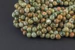 Natural Rhyolite Rain forest Jasper AAA Grade Rhyolite Faceted 6mm, 8mm, 10mm, 12mm, 14mm, 16mm, 18mm, 20mm- Full 15.5 Inch Strand