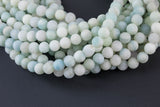 Natural WHOLESALE Matte Aquamarine Beads 6mm and 8mm in Round Beads - Full Strands 15.5" Smooth Gemstone Beads