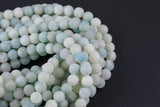 Natural WHOLESALE Matte Aquamarine Beads 6mm and 8mm in Round Beads - Full Strands 15.5" Smooth Gemstone Beads